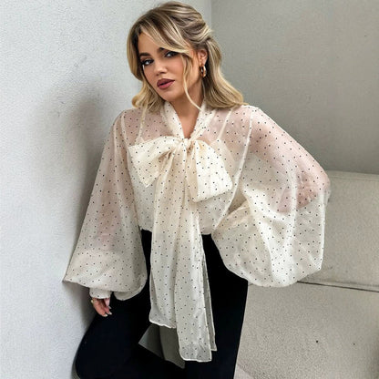 Polka Dot Puff Sleeve Blouse