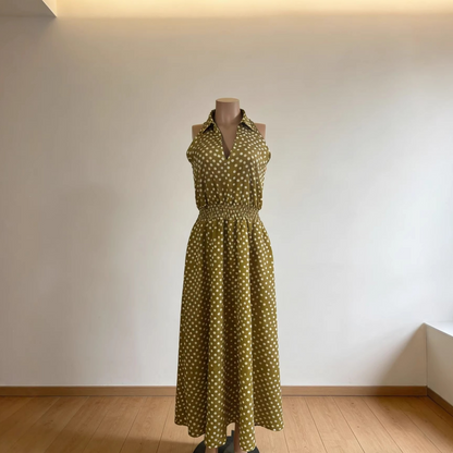 Polka Dot Sleeveless A-Line Dress