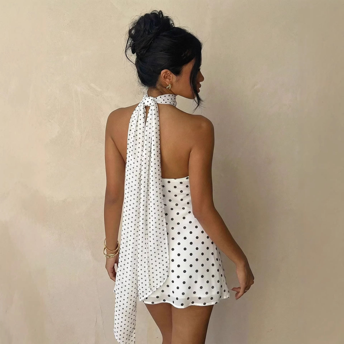 Polka-dot slip dress