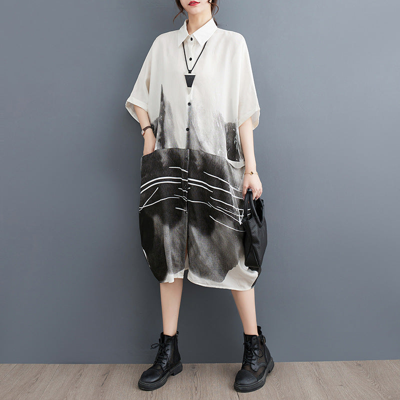 POLO collar blouse dress for women