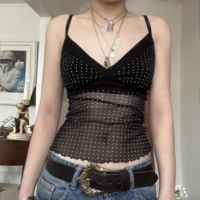 Polo Dot Sexy Backless Mesh
