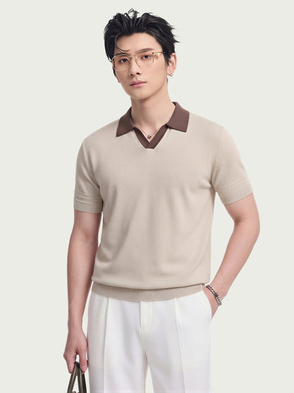 Polo Shirt Contrast Collar Breathable Summer