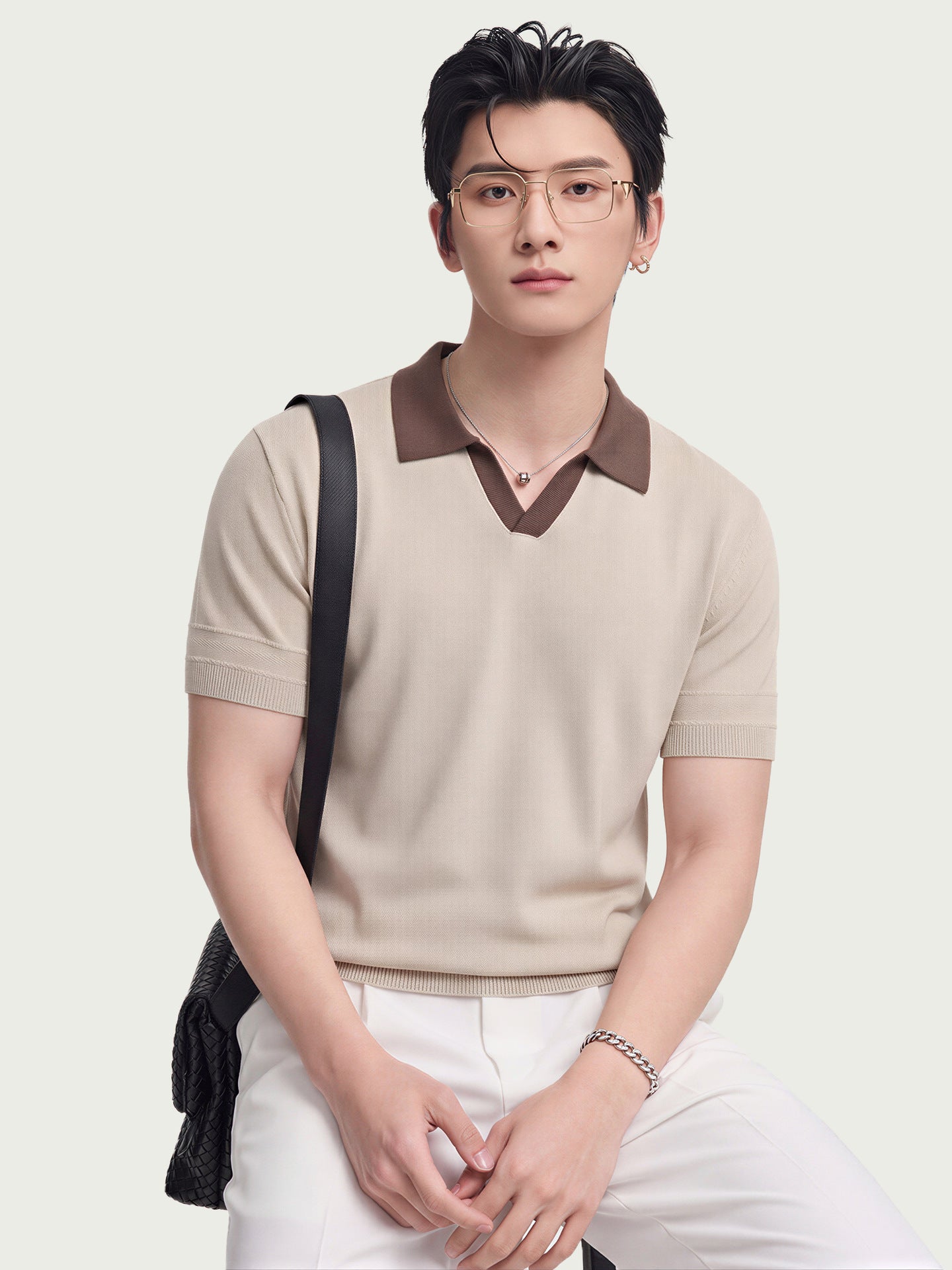 Polo Shirt Contrast Collar Breathable Summer
