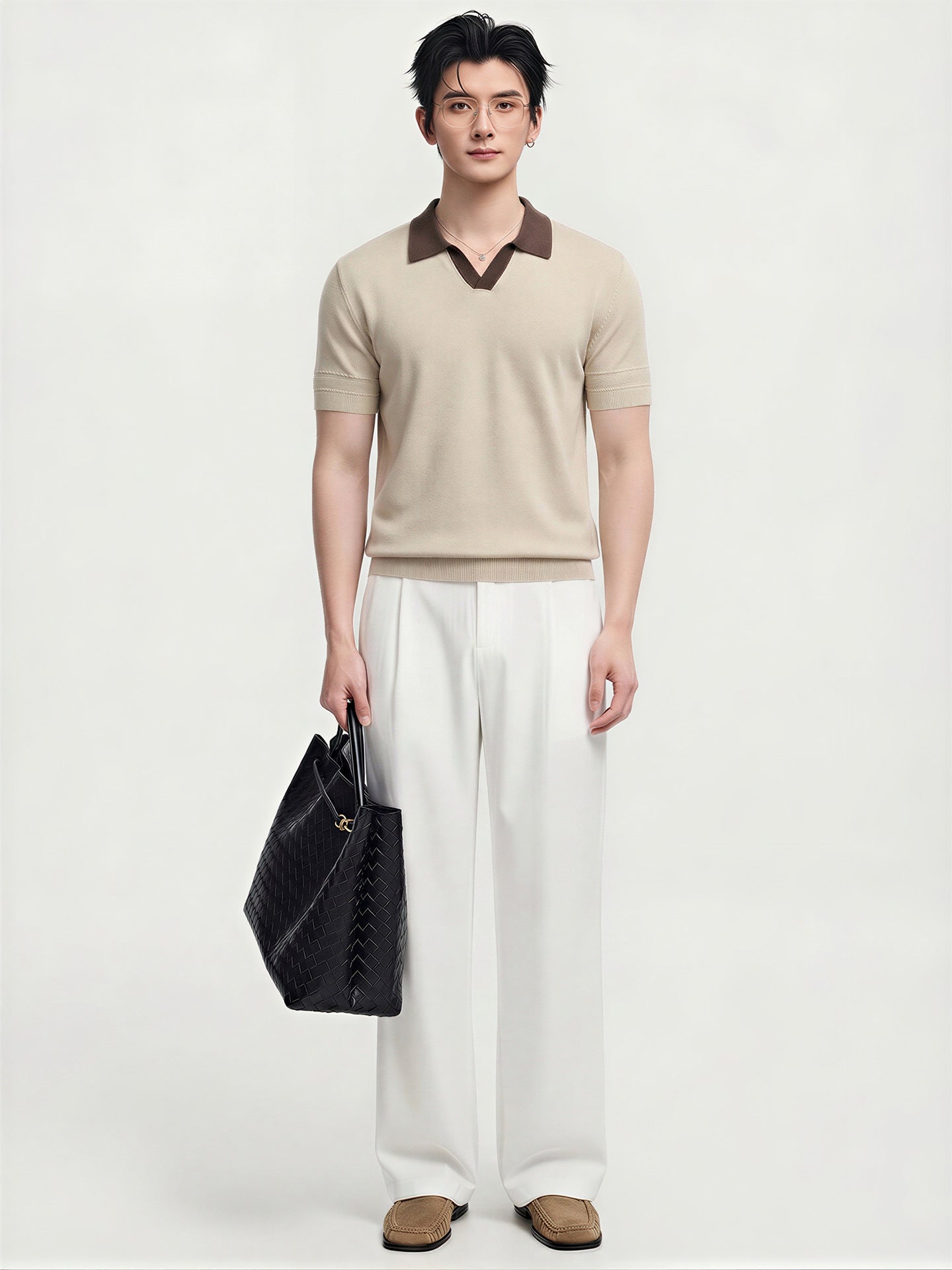 Polo Shirt Contrast Collar Breathable Summer