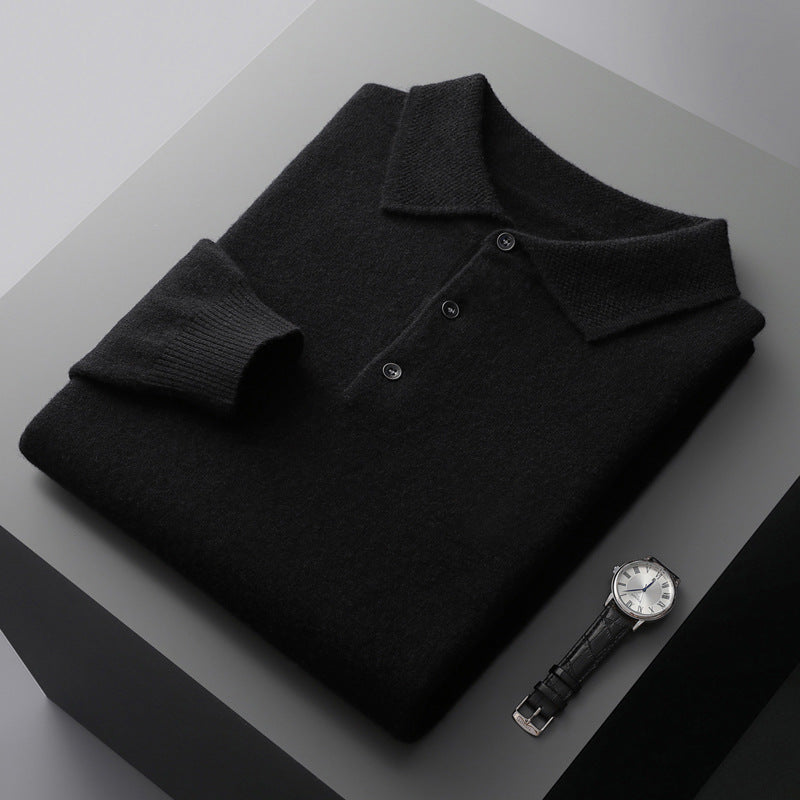 Polo-style wool sweater