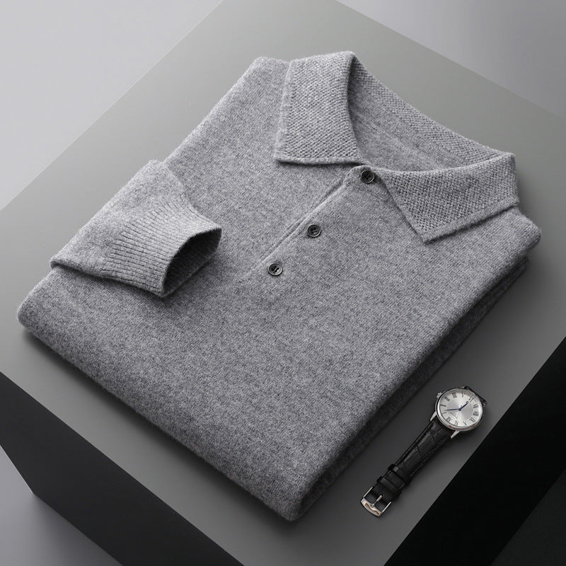 Polo-style wool sweater