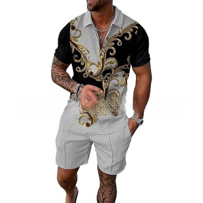Polo Zipper Shirt and Shorts Set