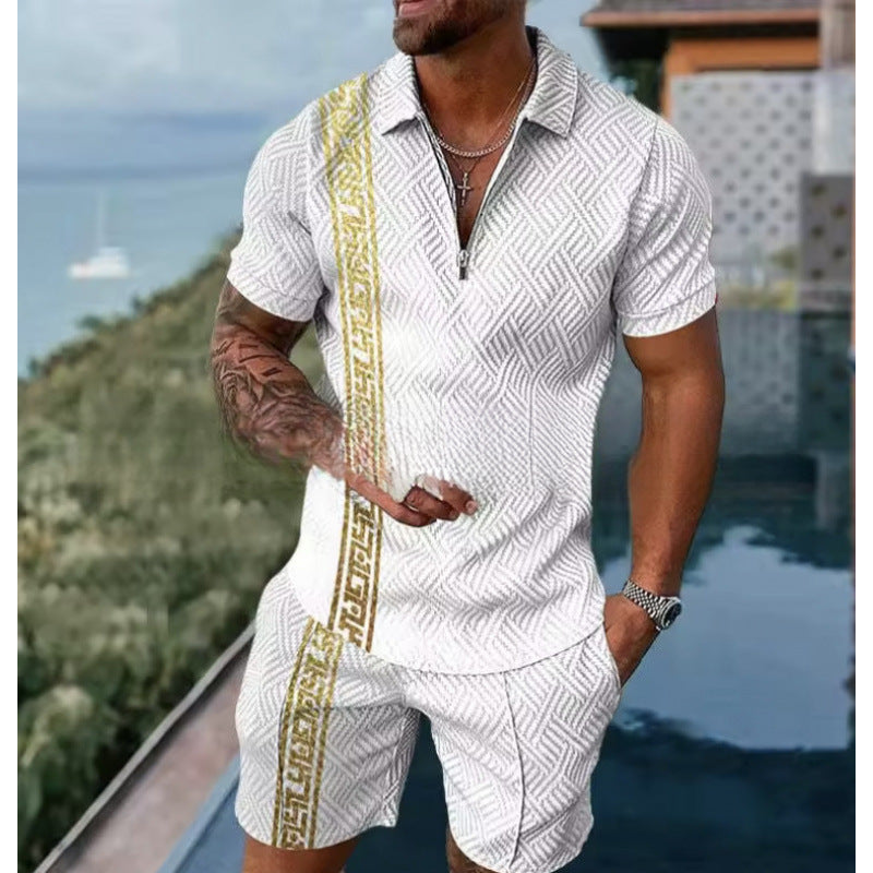 Polo Zipper Shirt and Shorts Set