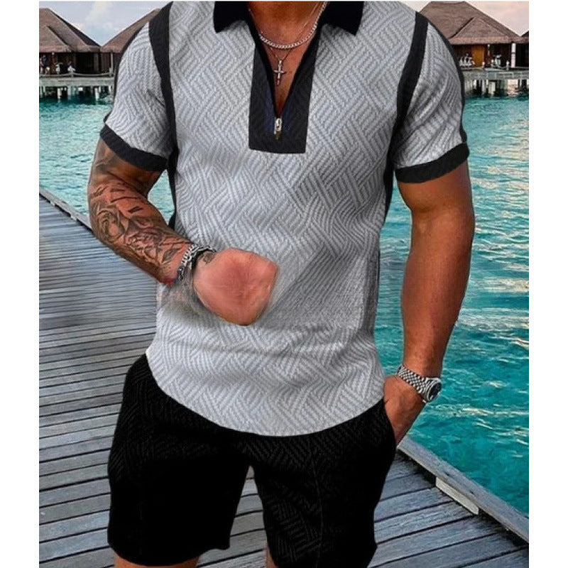Polo Zipper Shirt and Shorts Set