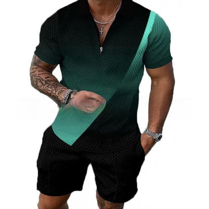 Polo Zipper Shirt and Shorts Set