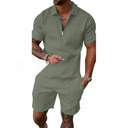 Polo Zipper Shirt and Shorts Set
