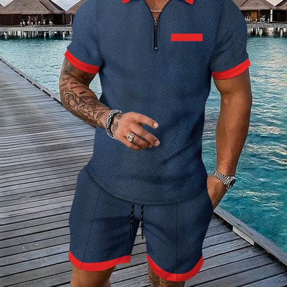 Polo Zipper Shirt and Shorts Set