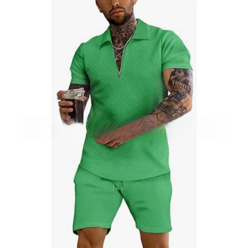 Polo Zipper Shirt and Shorts Set