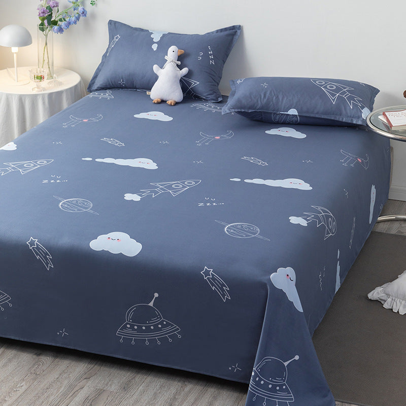 Polyester Bed Sheet Set with Pillowcase and Quilt Cover