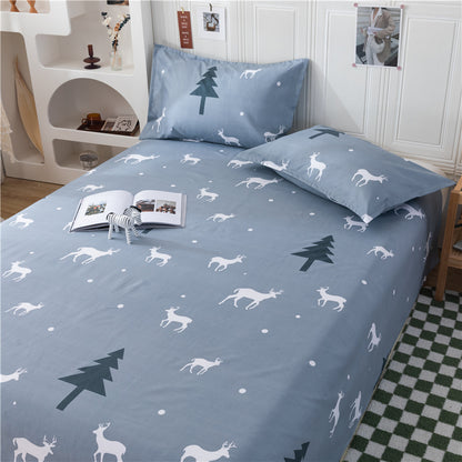 Polyester Bed Sheet Set with Pillowcase and Quilt Cover
