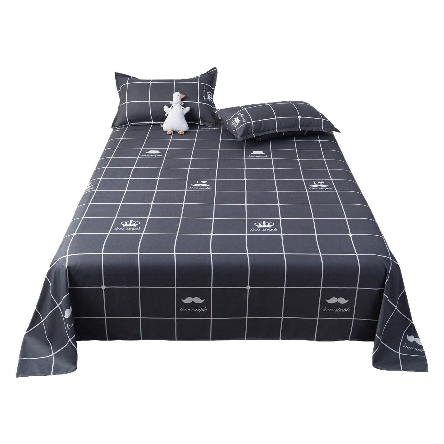 Polyester Bed Sheet Set with Pillowcase and Quilt Cover