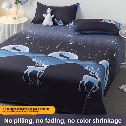Polyester Bed Sheet Set with Pillowcase and Quilt Cover