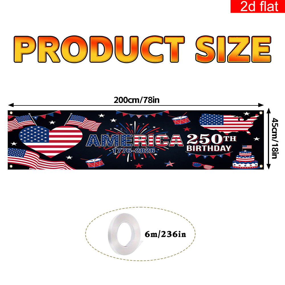 Polyester Independence Day Flag Banner for Yard Decoration