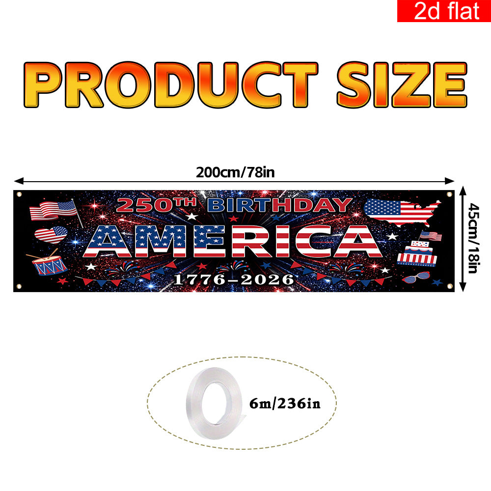 Polyester Independence Day Flag Banner for Yard Decoration