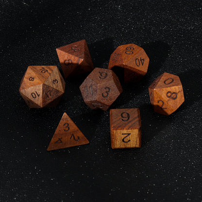Polyhedral Solid Wood Carved Dice Set