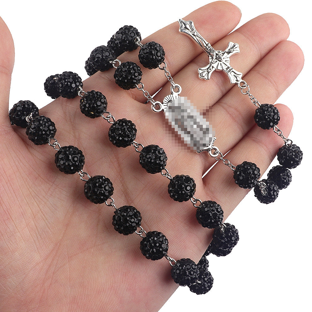 Polymer Clay Rhinestone Ball Necklace