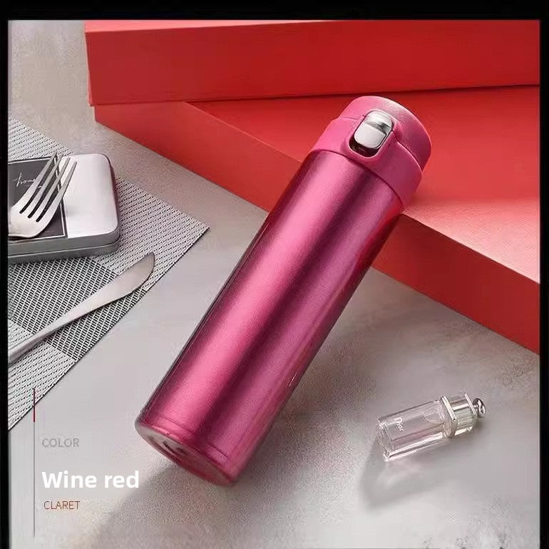 Pop-Up Lid Stainless Steel Thermos Cup