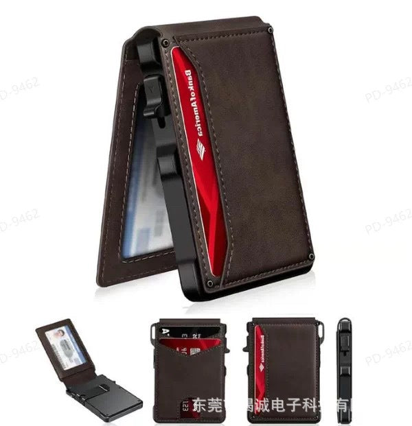 Pop-Up RFID Blocking Carbon Fiber Wallet