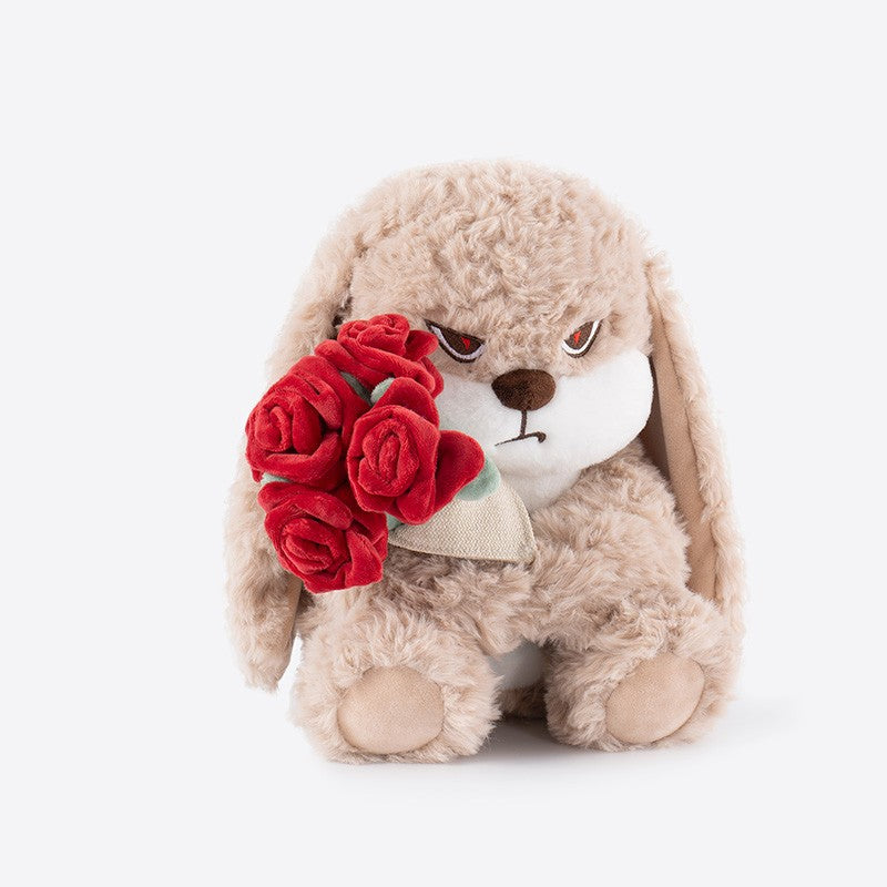 Popular Plush Rose Flower Long-Eared Rabbit Doll, Cute Rabbit Plush Toy, Gift for Girls