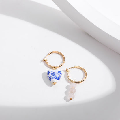 Porcelain Enamel Heart Ceramic Earrings
