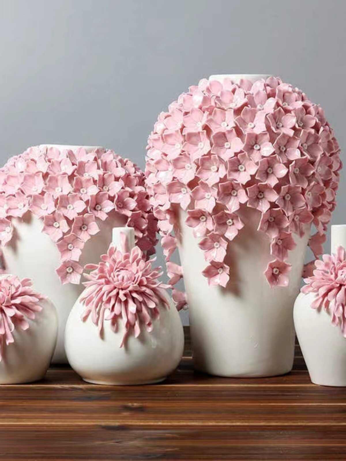 Porcelain Flower Vase with Embossed Floral Design