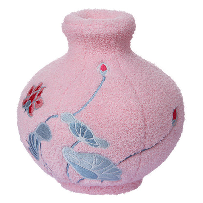 Porcelain Style Plush Vase Decorative Item