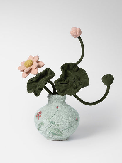 Porcelain Style Plush Vase Decorative Item