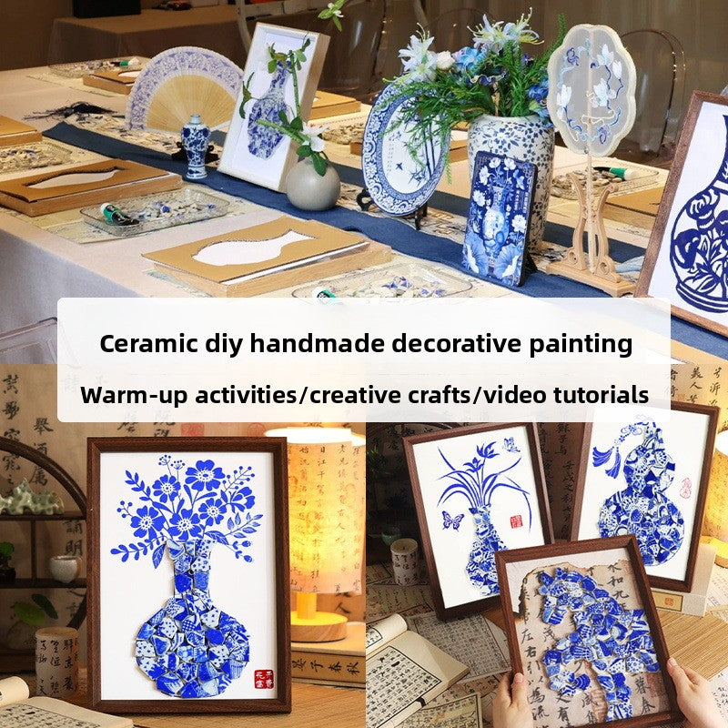 Porcelain vase collage painting