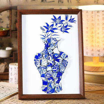 Porcelain vase collage painting