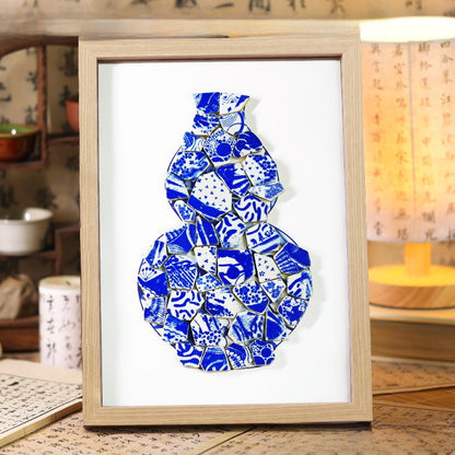 Porcelain vase collage painting