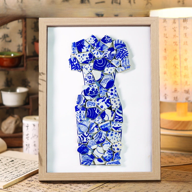 Porcelain vase collage painting