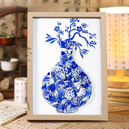 Porcelain vase collage painting