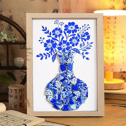 Porcelain vase collage painting
