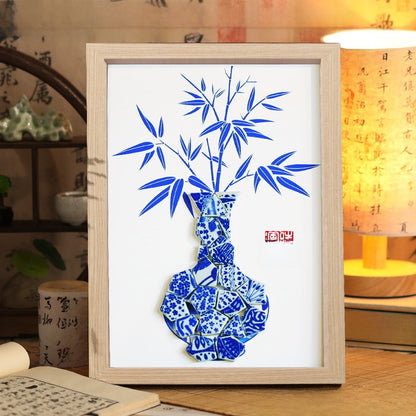 Porcelain vase collage painting