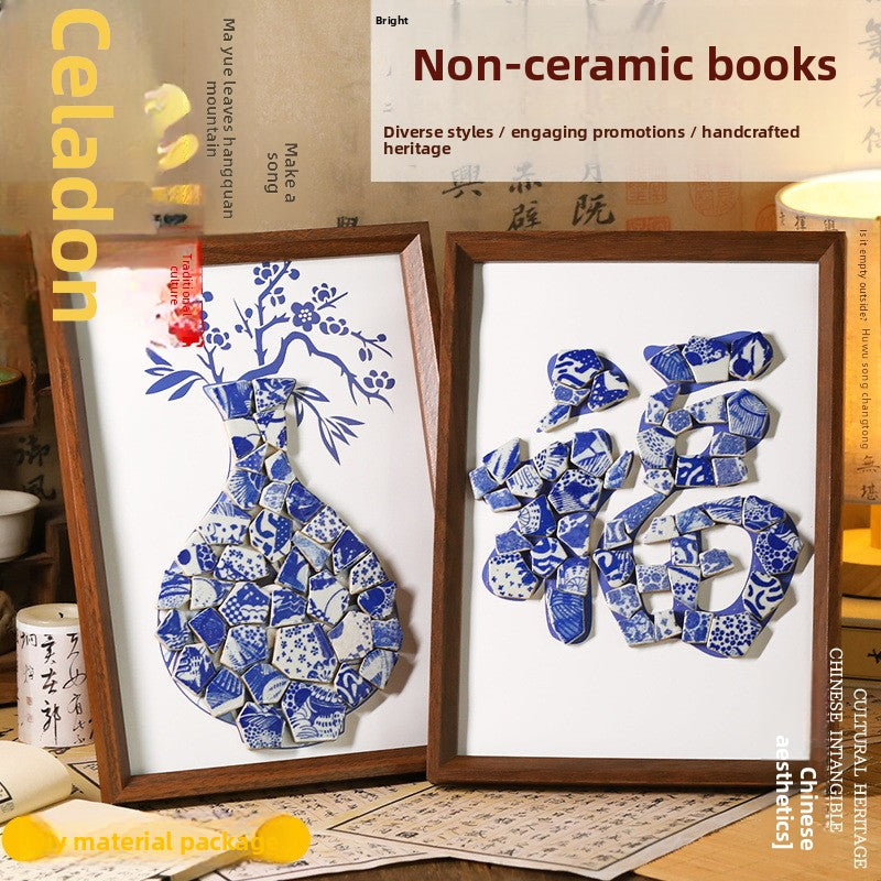 Porcelain vase collage painting