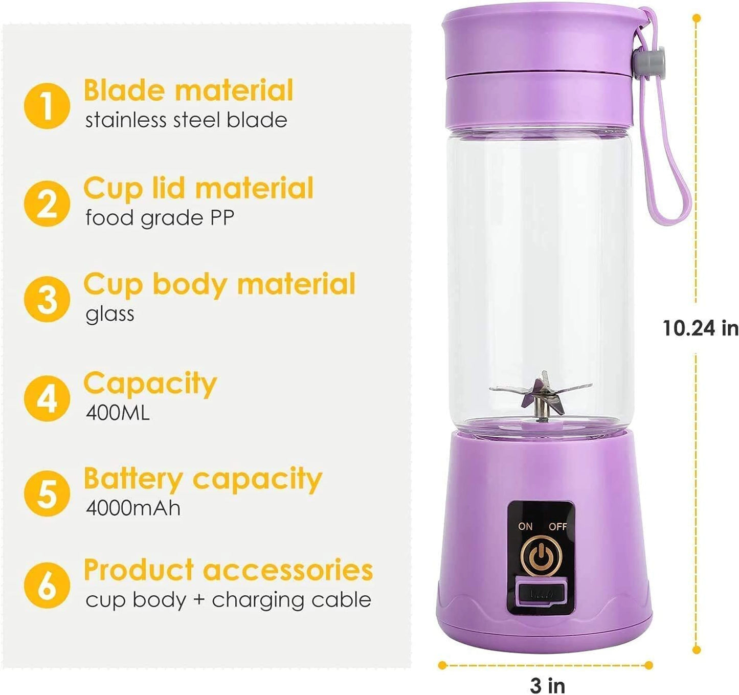 Mini Portable Blender USB Rechargeable for Kitchen and Juice