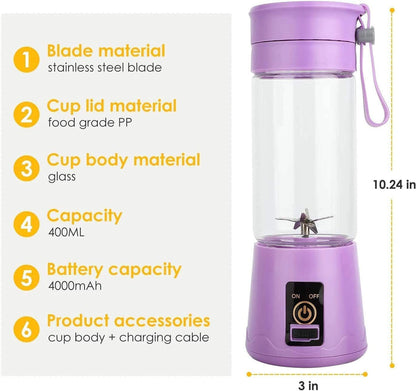 Mini Portable Blender USB Rechargeable for Kitchen and Juice