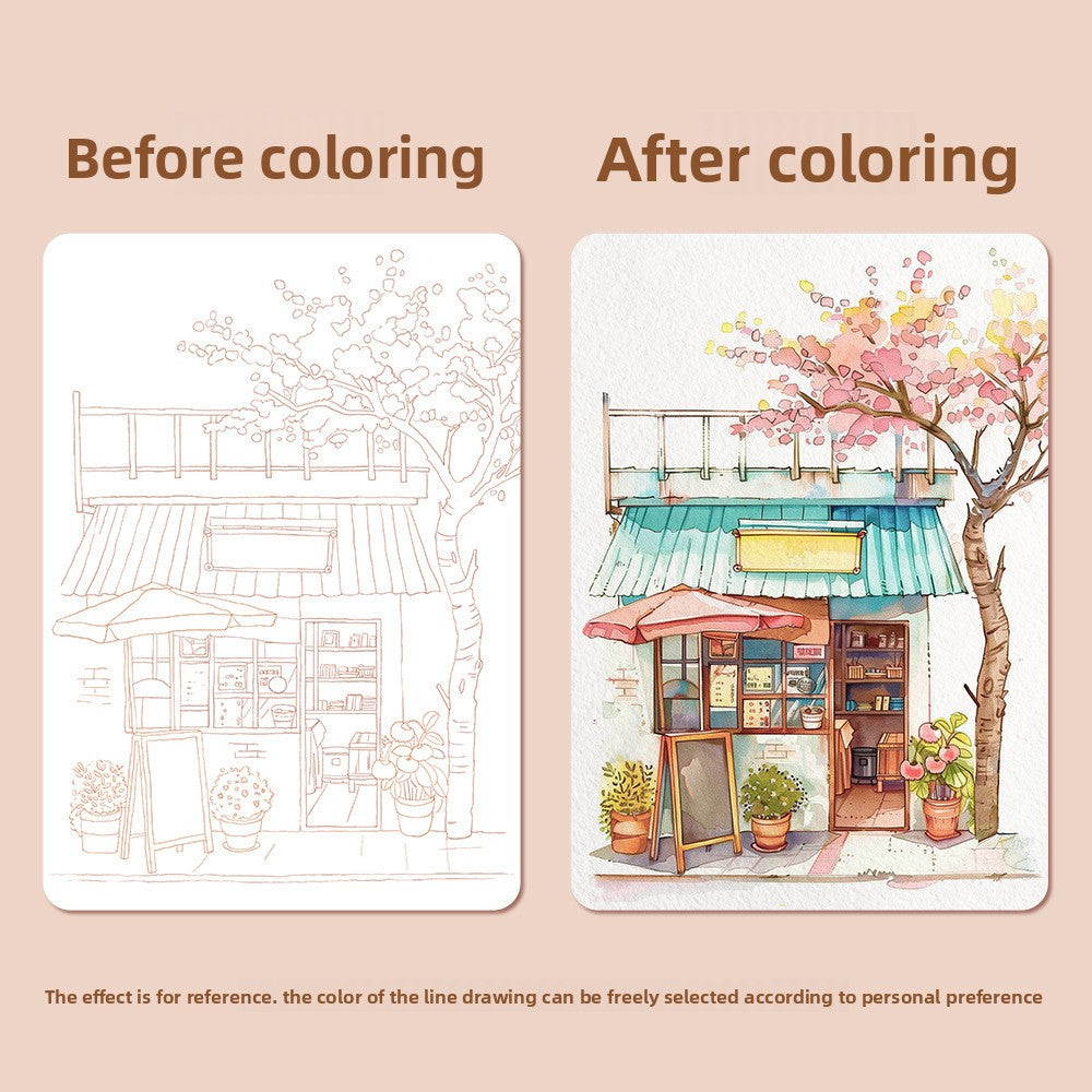 Portable Adult Coloring Book with Watercolor Paints