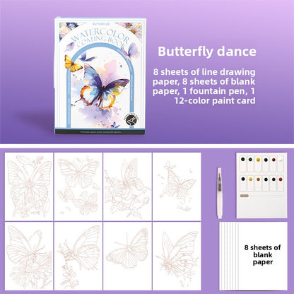 Portable Adult Coloring Book with Watercolor Paints