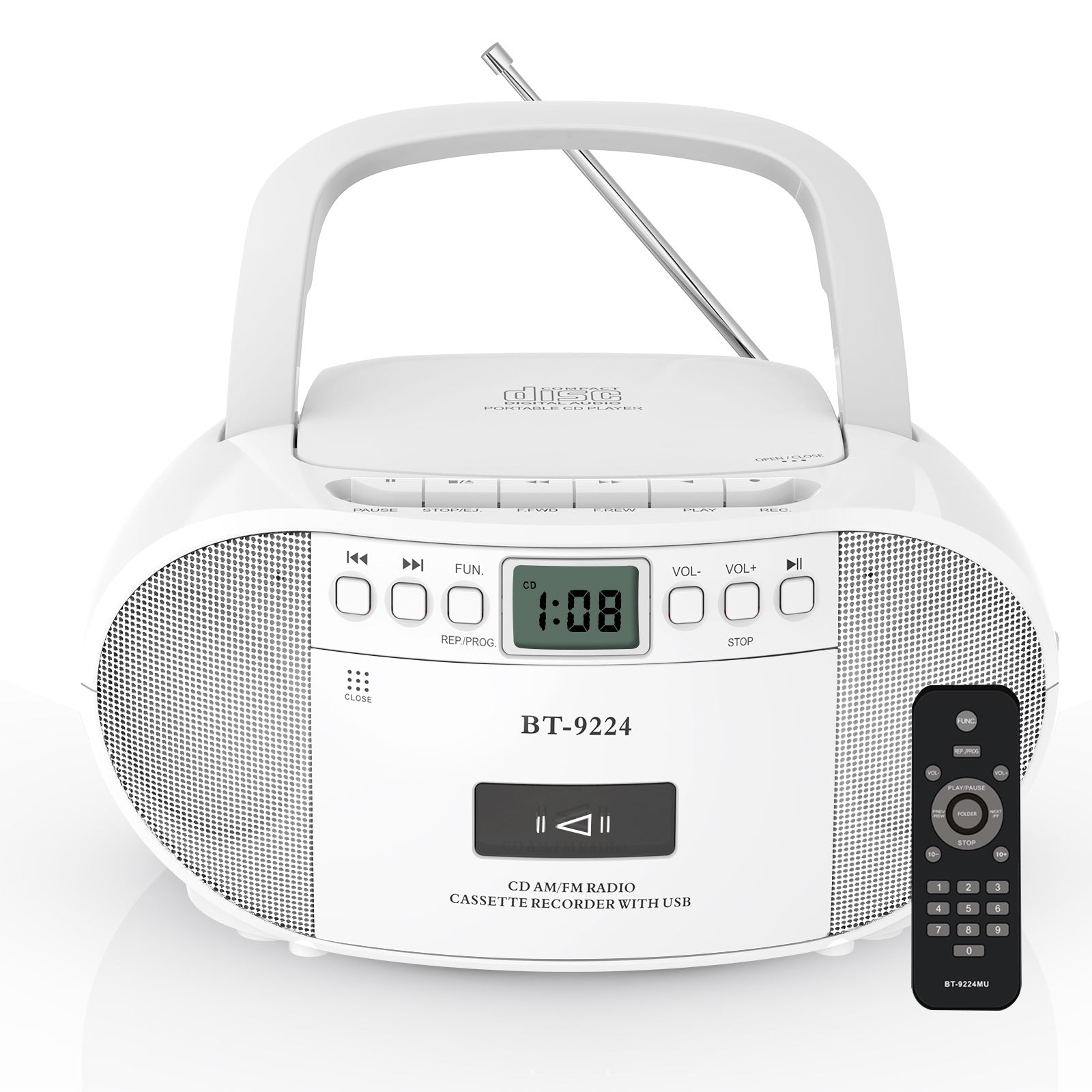 Portable Bluetooth CD Cassette Player