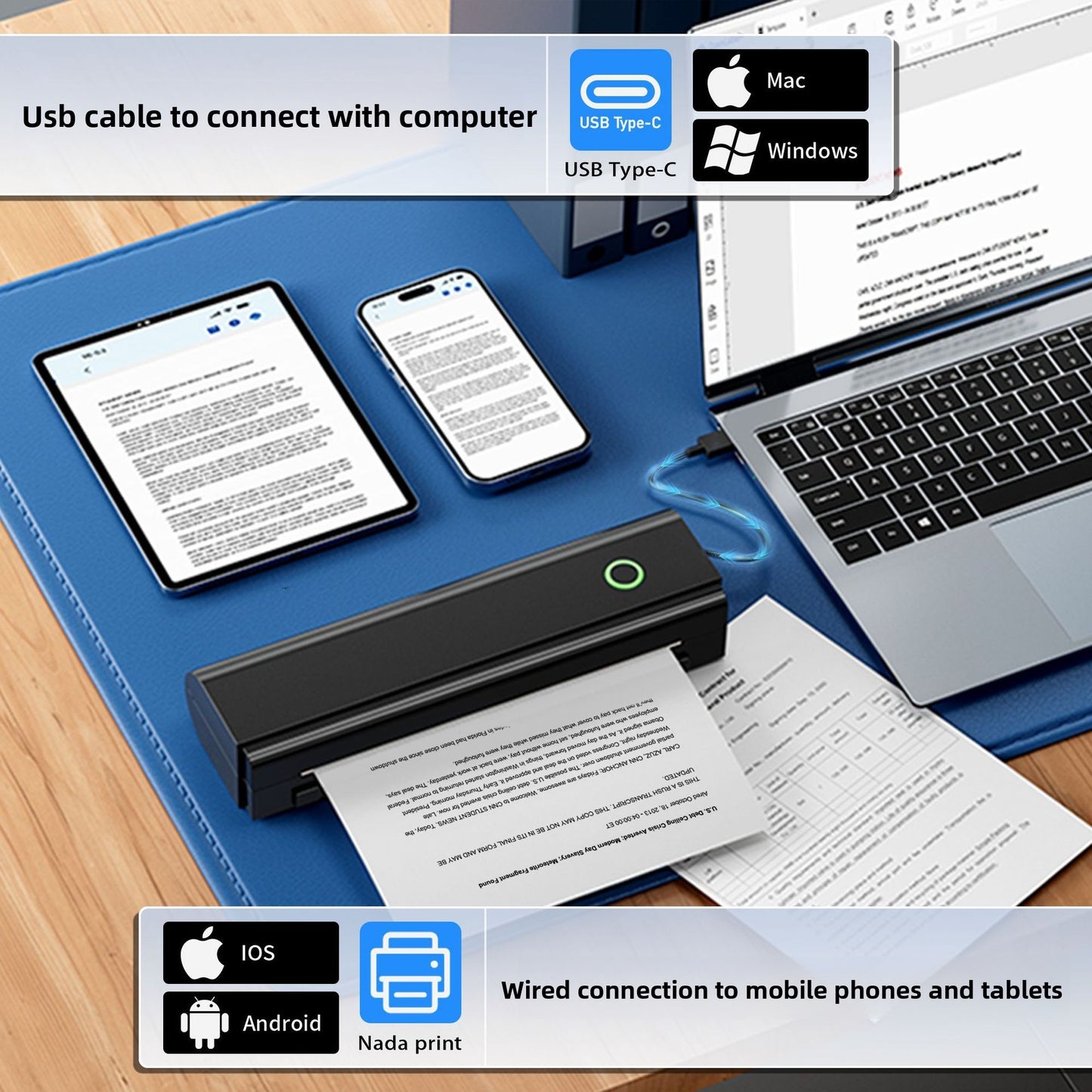 Portable Bluetooth Thermal A4 Printer