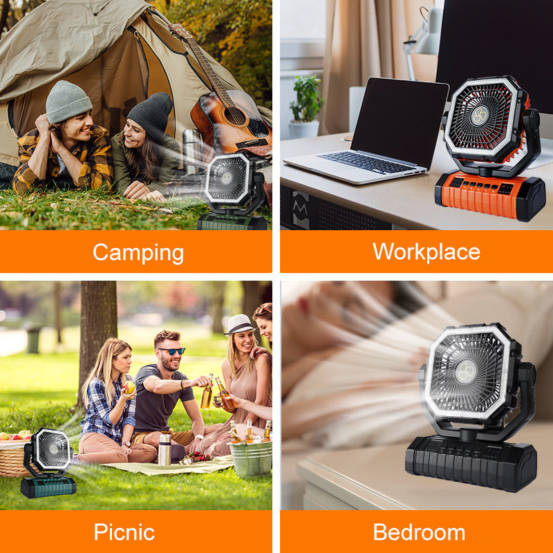 Portable Camping Fan with LED Light
