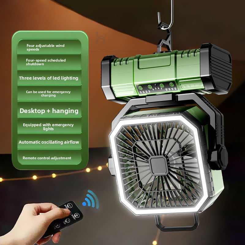 Portable Camping Fan with Light and Power Bank