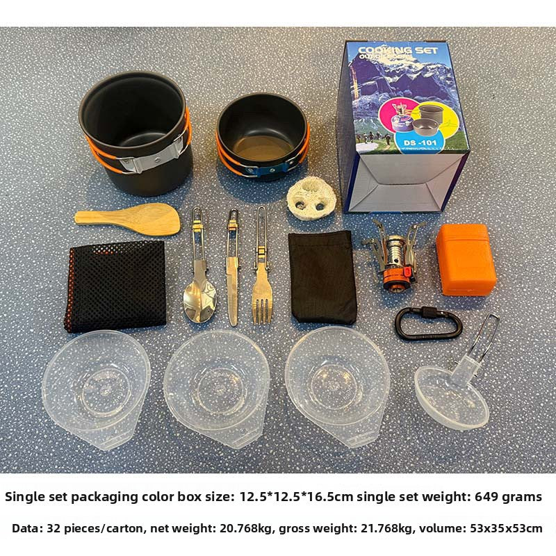 Portable Camping Pot Set with Stove