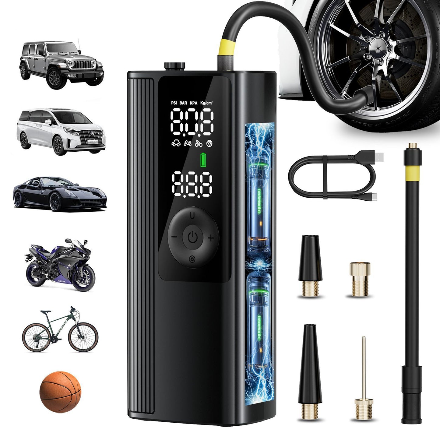 Portable Car Tire Air Pump with Digital Display